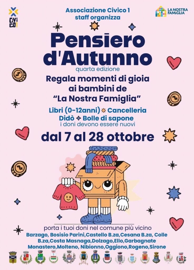 Dona ‘attimi di gioia’ ai bimbi de ‘La Nostra Famiglia’ con “Pensiero d’Autunno” 1